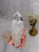 Load image into Gallery viewer, Clear quartz lemurian spinning stand
