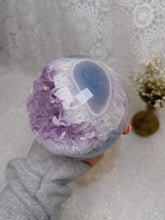 Load image into Gallery viewer, Amethyst sphere with blue agate
