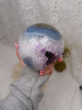 Load image into Gallery viewer, Amethyst sphere with blue agate