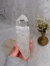 Load image into Gallery viewer, Clear quartz lemurian spinning stand