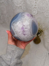 Load image into Gallery viewer, Amethyst sphere with blue agate