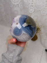 Load image into Gallery viewer, Amethyst sphere with blue agate