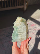 Load image into Gallery viewer, Rare green druzy amethyst with calcite
