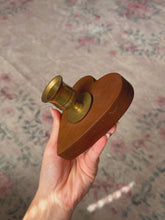 Load image into Gallery viewer, Vintage Brass stand on wooden heart base
