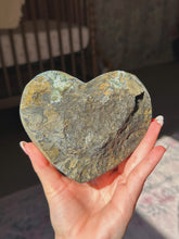 Load image into Gallery viewer, Very rare red druzy amethyst heart with perfect calcite
