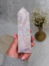 Load image into Gallery viewer, Flower agate with amethyst tower
