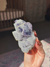 Load image into Gallery viewer, Nigerian fluorite cluster with uncommon druzy quartz
