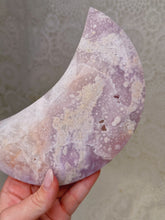 Load image into Gallery viewer, Pink amethyst moon on stand
