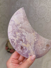 Load image into Gallery viewer, Pink amethyst moon on stand
