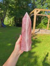 Load image into Gallery viewer, Deep vibrant pink rose quartz tower *has a star/asterism*
