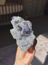Load image into Gallery viewer, Nigerian fluorite cluster with uncommon druzy quartz
