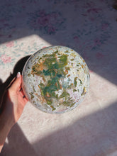 Load image into Gallery viewer, Magical 21pounds 7oz cosmic sea jasper sphere 🩵
