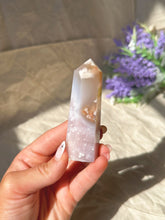 Load image into Gallery viewer, Flower agate with amethyst tower
