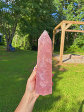 Load image into Gallery viewer, Deep vibrant pink rose quartz tower *has a star/asterism*
