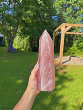 Load image into Gallery viewer, Deep vibrant pink rose quartz tower *has a star/asterism*
