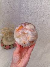 Load image into Gallery viewer, Flower agate &amp; pink amethyst sphere
