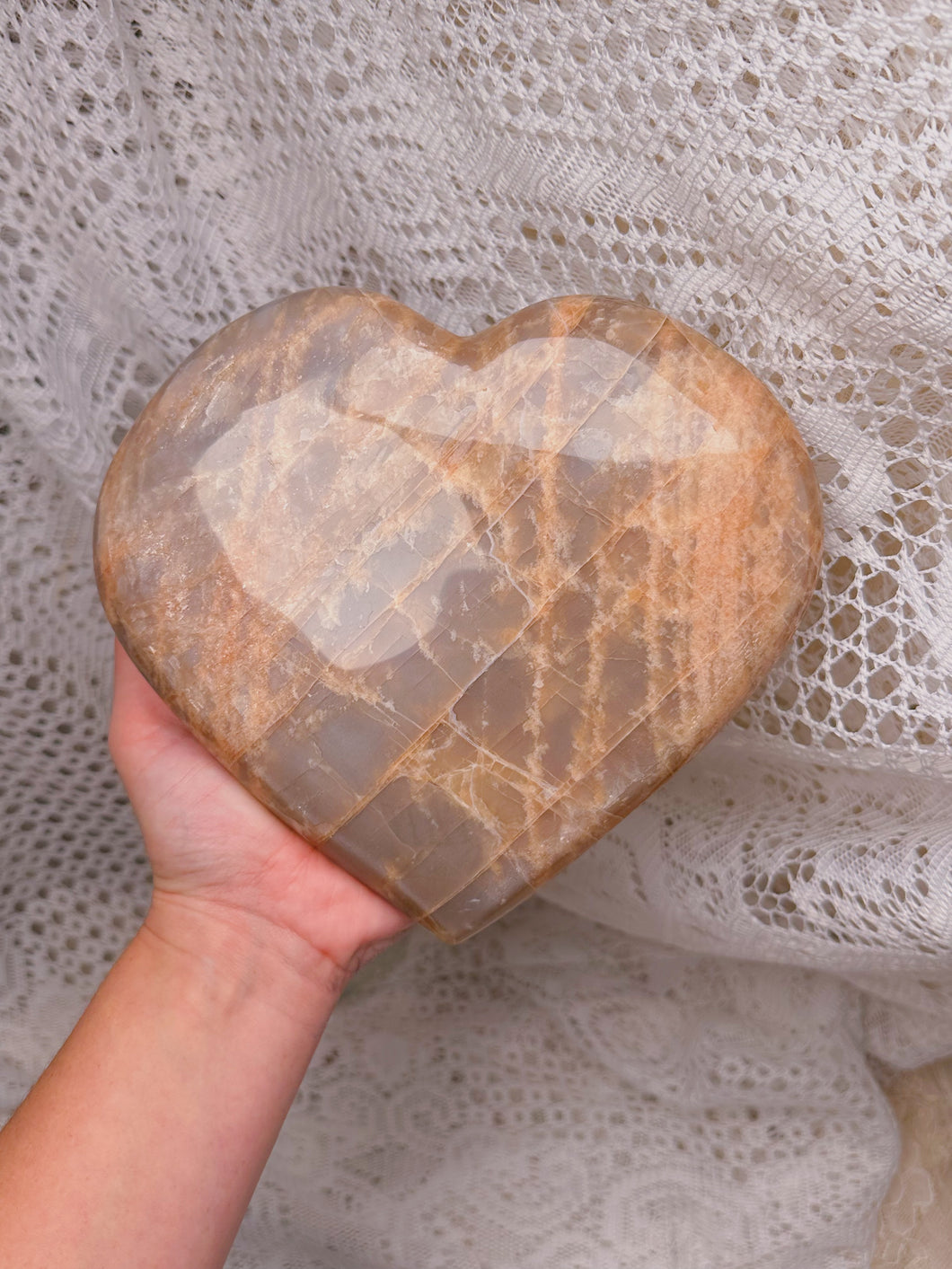 Peach moonstone heart
