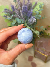 Load image into Gallery viewer, Blue lace agate sphere
