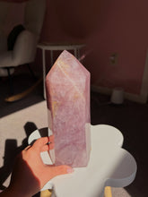 Load image into Gallery viewer, Statement berry colored rose quartz tower
