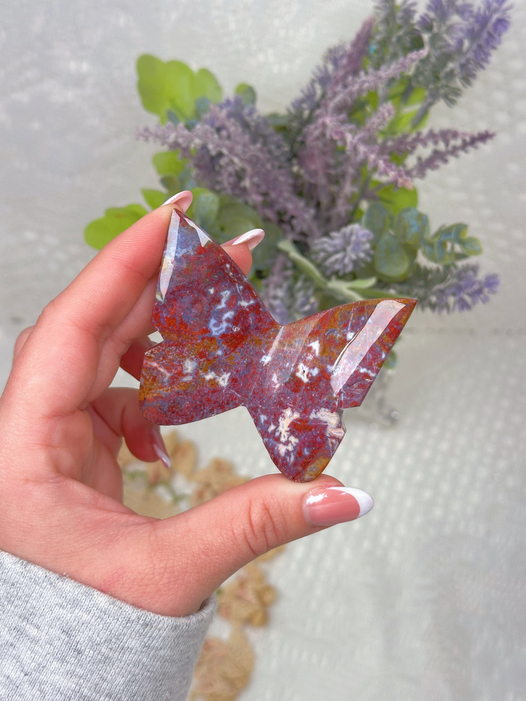 Red moss agate butterfly