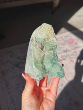 Load image into Gallery viewer, Rare green druzy amethyst with calcite
