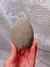 Load image into Gallery viewer, Green druzy rainbow amethyst egg on stand
