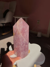 Load image into Gallery viewer, Statement berry colored rose quartz tower
