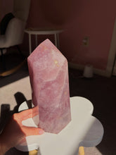 Load image into Gallery viewer, Statement berry colored rose quartz tower
