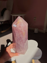Load image into Gallery viewer, Statement berry colored rose quartz tower
