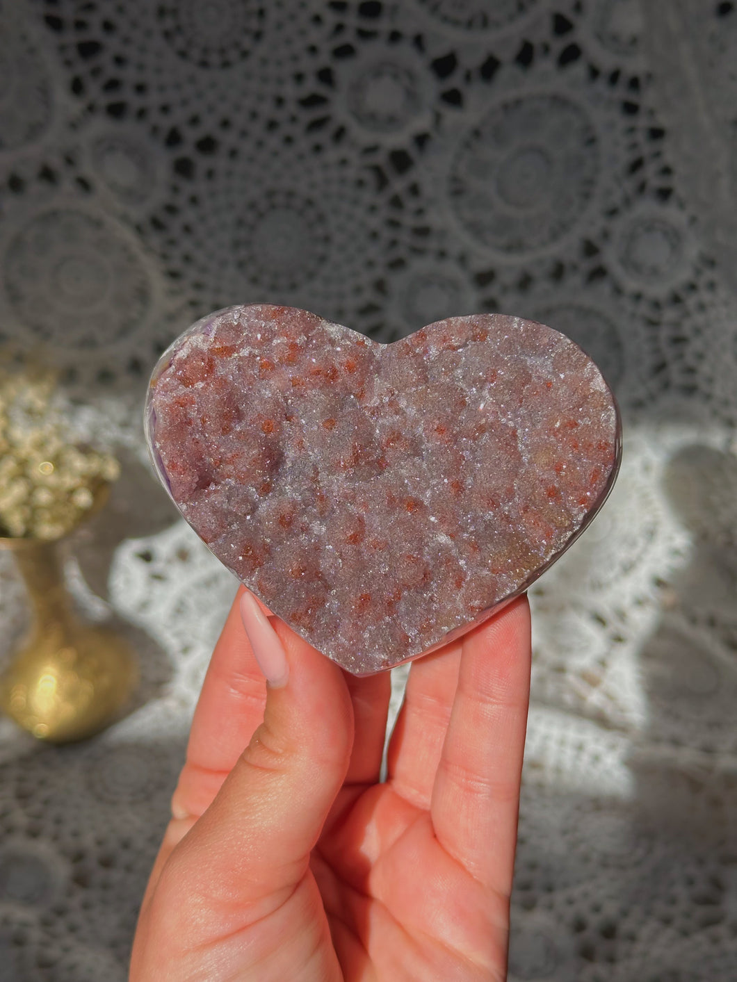 Sugar druzy amethyst heart
