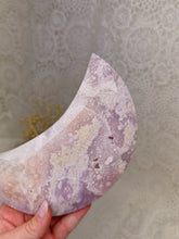 Load image into Gallery viewer, Pink amethyst moon on stand
