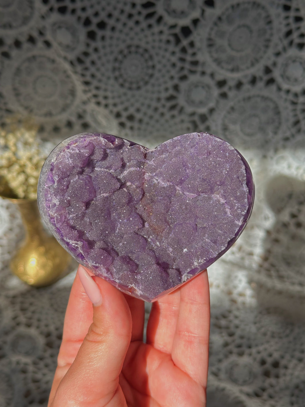 Sugar druzy amethyst heart
