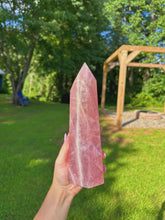 Load image into Gallery viewer, Deep vibrant pink rose quartz tower *has a star/asterism*
