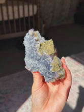 Load image into Gallery viewer, Nigerian fluorite cluster with uncommon druzy quartz
