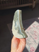 Load image into Gallery viewer, Rainbow druzy amethyst moon with calcite
