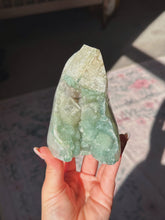 Load image into Gallery viewer, Rare green druzy amethyst with calcite
