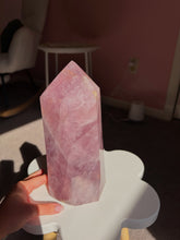 Load image into Gallery viewer, Statement berry colored rose quartz tower
