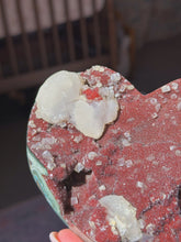 Load image into Gallery viewer, Very rare red druzy amethyst heart with perfect calcite
