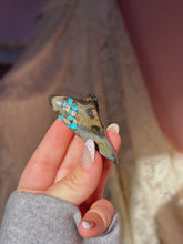 Load image into Gallery viewer, Rare Benedini tooth with turquoise/pyrite inlay
