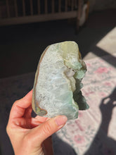 Load image into Gallery viewer, Rare green druzy amethyst with calcite
