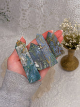 Load image into Gallery viewer, Moss agate tower (you pick)
