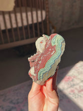 Load image into Gallery viewer, Very rare red druzy amethyst heart with perfect calcite

