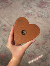 Load image into Gallery viewer, Vintage Brass stand on wooden heart base
