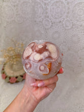 Load image into Gallery viewer, Flower agate &amp; pink amethyst sphere
