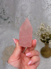Load image into Gallery viewer, Rose quartz tower *tiny imperfection
