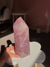 Load image into Gallery viewer, Statement berry colored rose quartz tower
