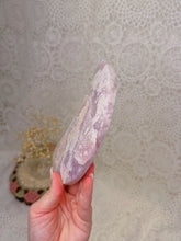 Load image into Gallery viewer, Pink amethyst moon on stand
