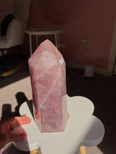 Load image into Gallery viewer, Statement berry colored rose quartz tower
