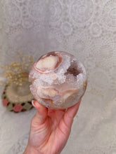 Load image into Gallery viewer, Flower agate &amp; pink amethyst sphere
