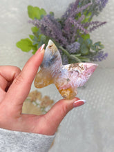 Load image into Gallery viewer, Pink druzy plume agate butterfly
